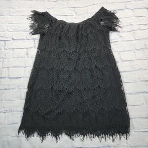 City Chic WOMENS SIZE 16 Romantic LBD Black Lace Dress Off The Shoulder